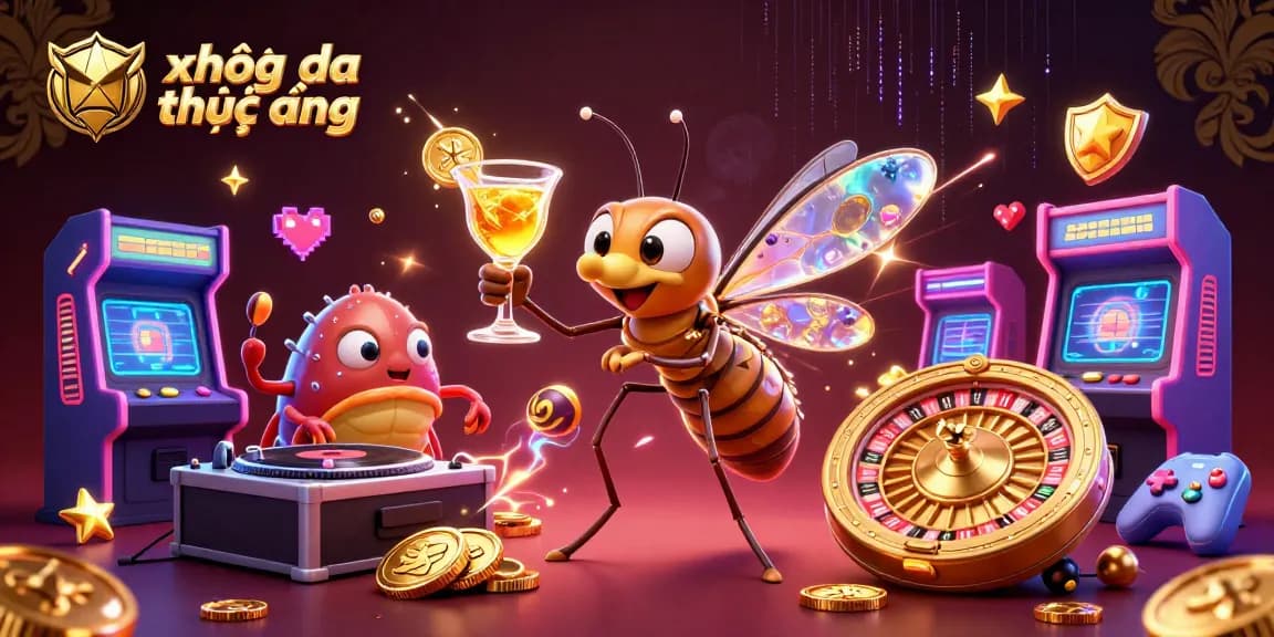 Experience xem bóng đá trực tiếp with this vibrant casino scene featuring unique gaming characters.