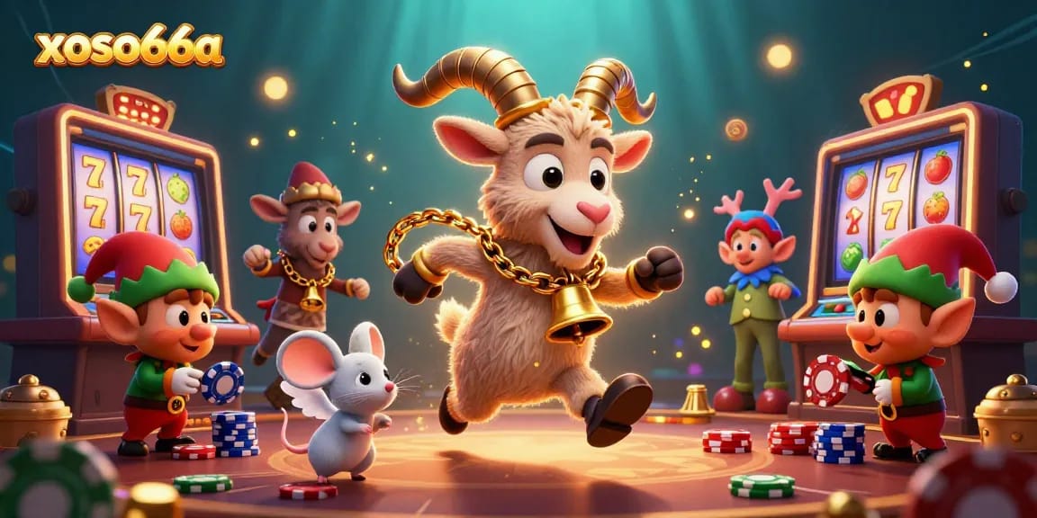 Experience thrilling games at xoso66a with playful characters in a casino atmosphere.