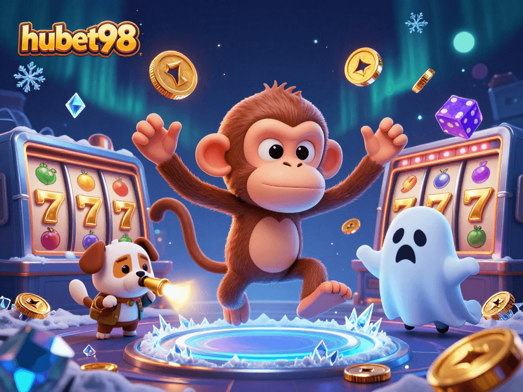 Experience thrilling gaming with hubet98 in this vibrant haunted casino scene featuring exciting slot elements.