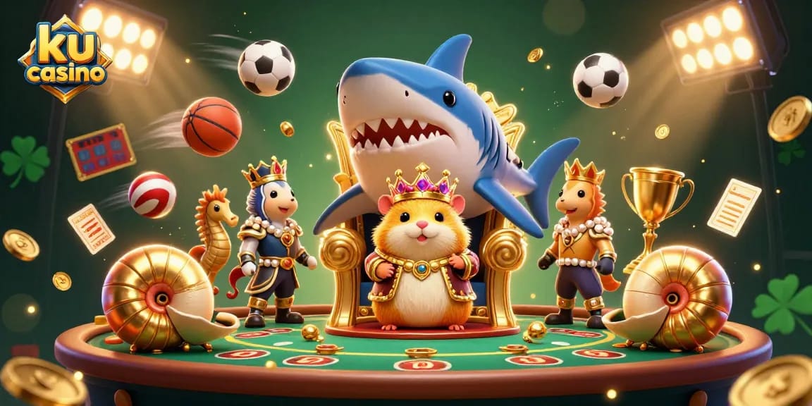 Enhance your game strategies with ku casino's illustrated casino scene featuring a golden hamster king.