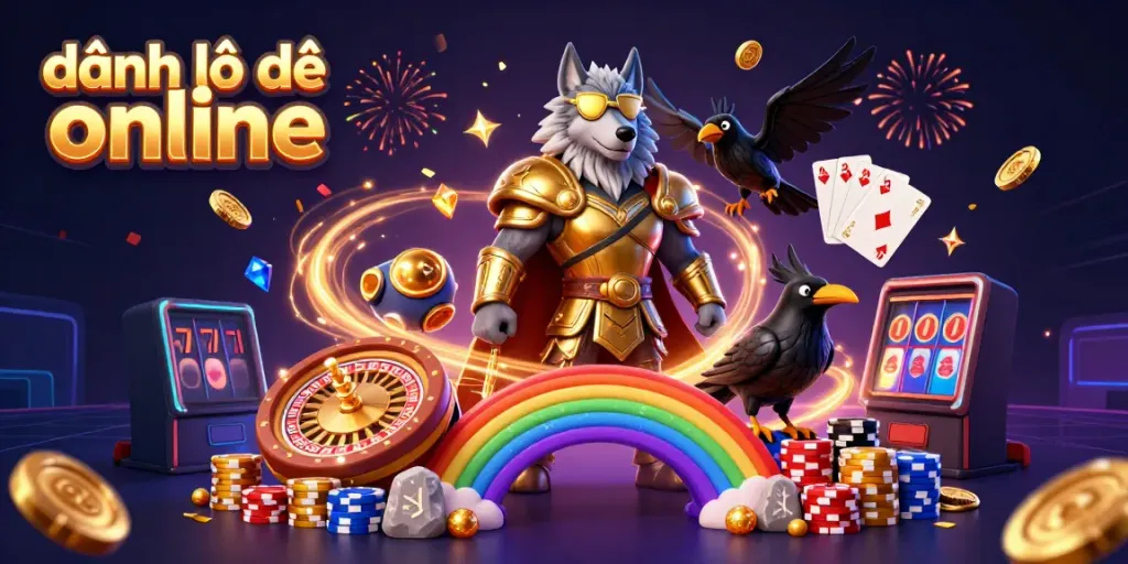 Experience the thrill of đánh lô đề online with this enchanting 3D illustration featuring mythical characters and casino elements.