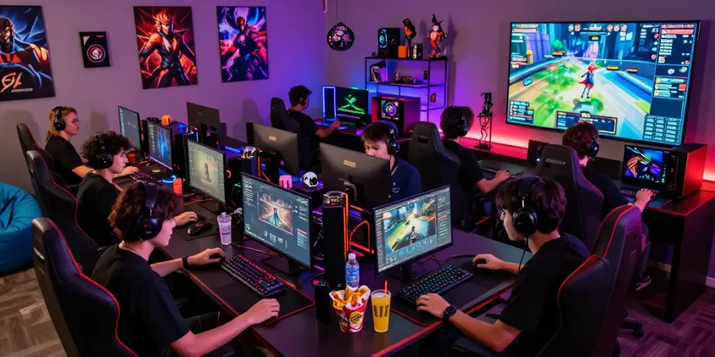 Warung168 gaming community engaged in vibrant digital competition.