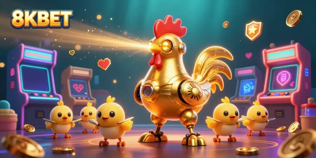 Engage with interactive 8KBET casino games featuring laser-etched characters in vibrant 3D.