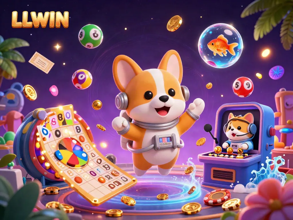 Experience thrilling gambling fun with LLWIN in a vibrant 3D casino scene.