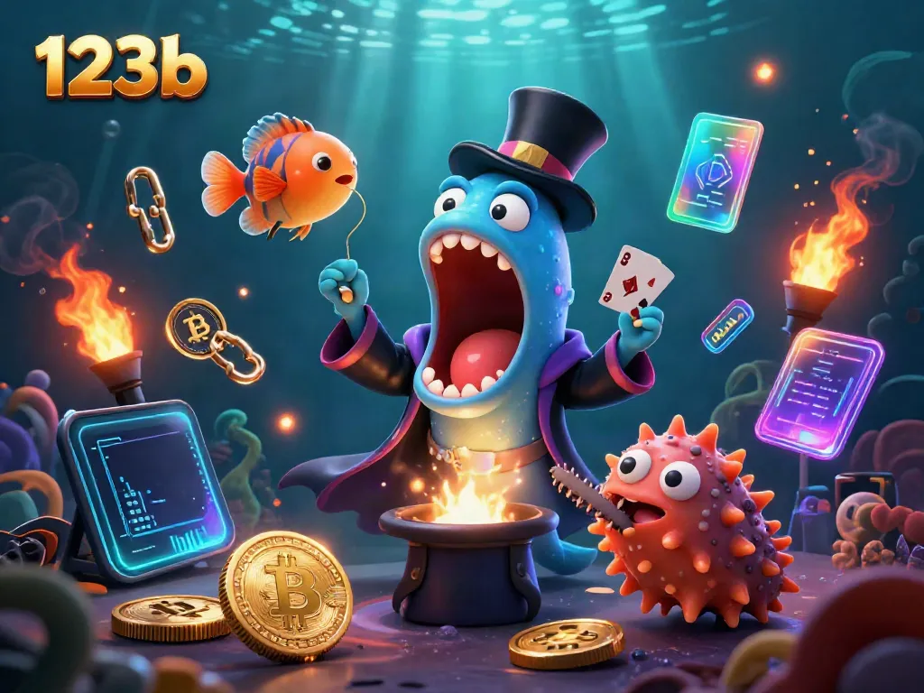 Experience the magic of 123b with a captivating deep-sea casino scene featuring unique characters and vibrant crypto elements.