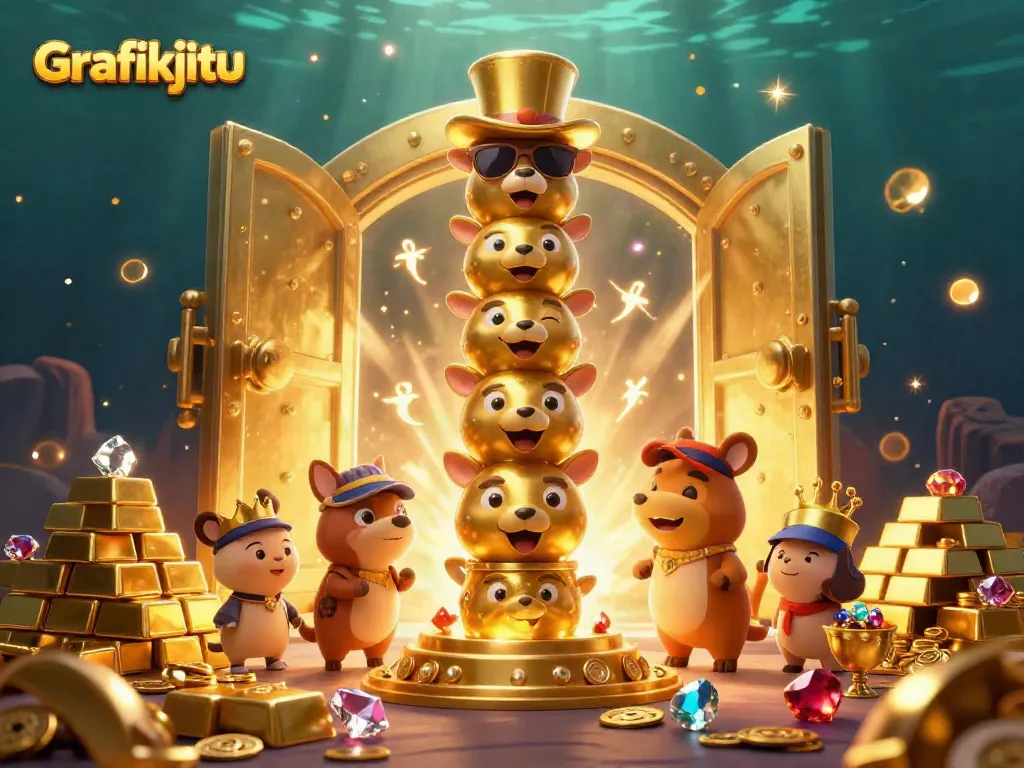Experience Grafikjitu's exciting adventure with a lively cartoon totem, surrounded by treasures and casino magic.