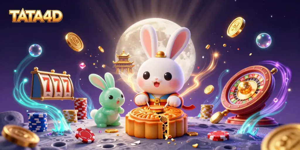 Experience the excitement of TATA4D with a dynamic 3D illustration of epic casino elements.