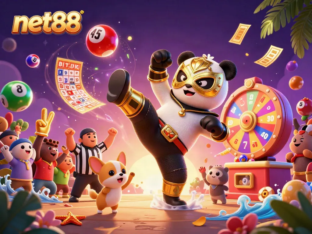 Experience thrilling moments at net88 with animated lottery action amid vibrant celebrations.