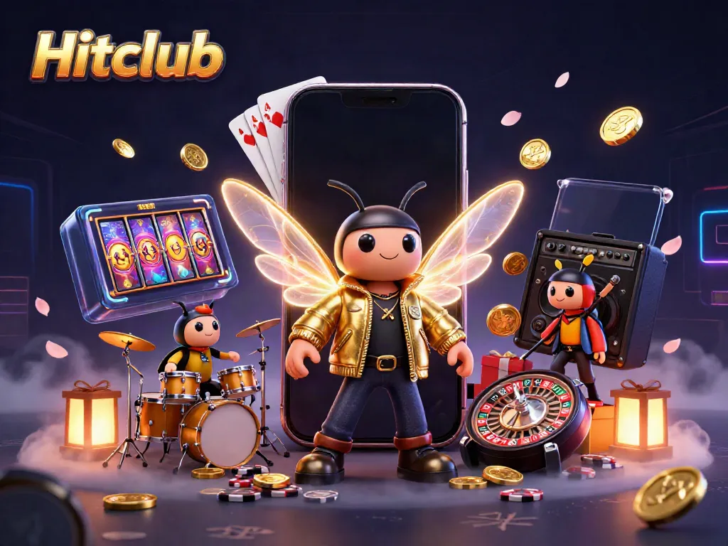 Hitclub engages players with a 3D rock star scene bursting with casino excitement.