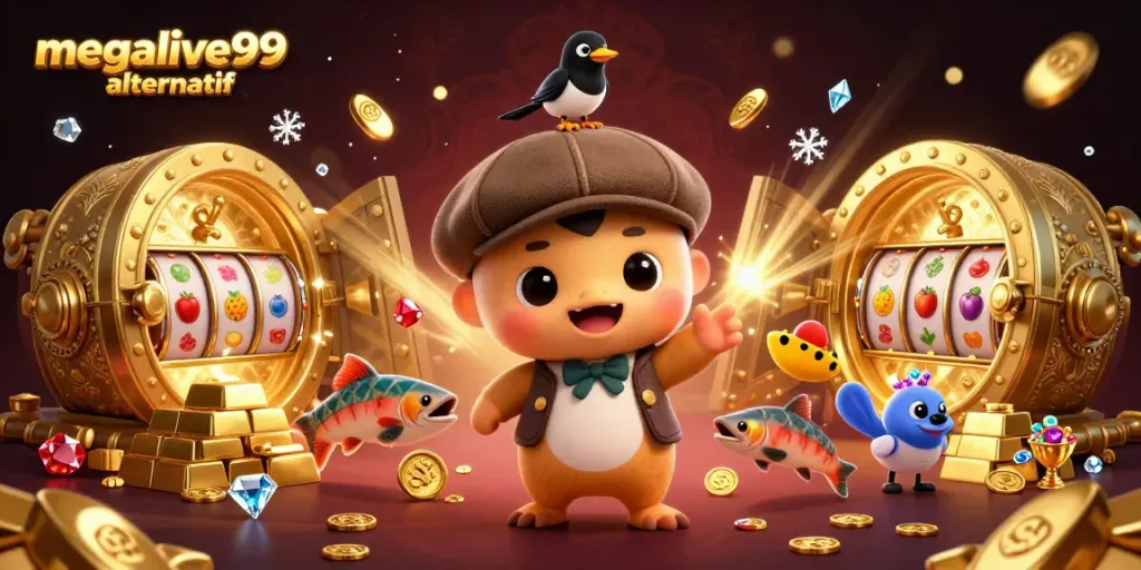 Melihat permainan menarik di megalive99 alternatif dengan karakter kartun dan elemen kasino fantastis.