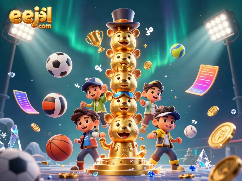 Engaging scene showcasing eejl com casino-themed 3D characters and sports elements in dynamic action.