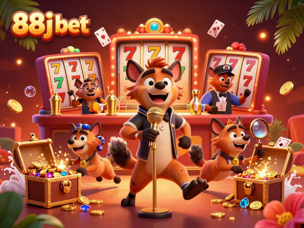 Experience lively casino fun with 88j bet as hyenas entertain guests in vibrant style.