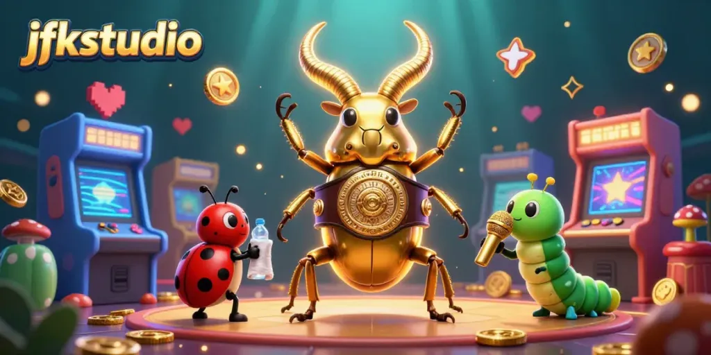 Engage with jfkstudio's vibrant 3D illustration showcasing a fun casino-themed boxing match.