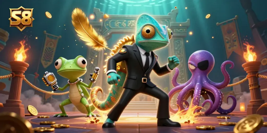 Experience thrilling gameplay at S8 with vibrant characters and dynamic casino elements.