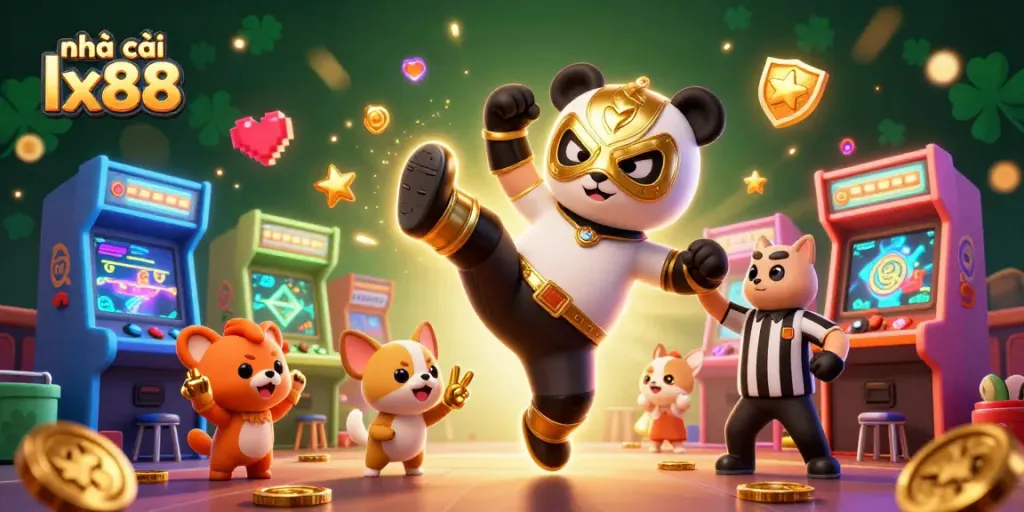 Experience the thrill of nhà cái lx88 with a lively 3D casino scene filled with characters and gaming excitement.