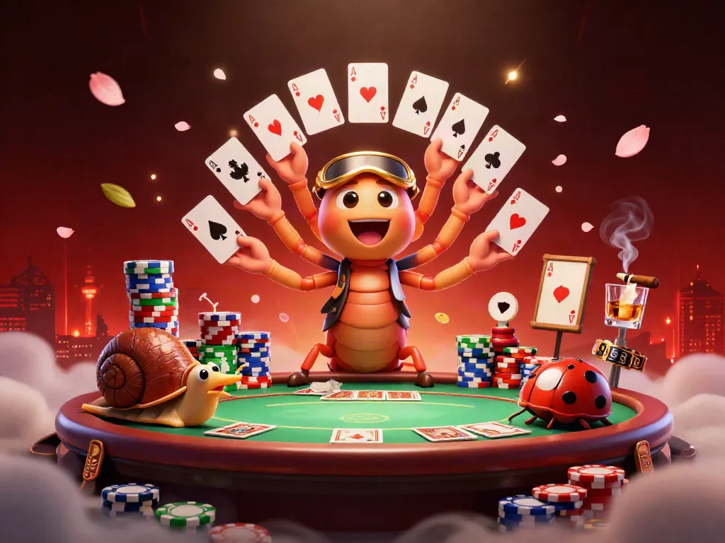 Experience the thrill of jd88's casino world with a whimsical dealer, vibrant poker chips, and dynamic gameplay.