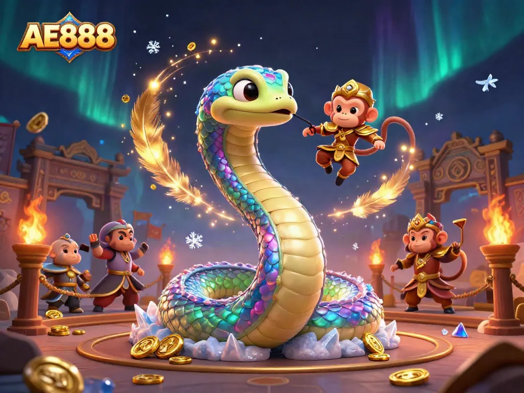 Experience the vibrant gaming world of AE888 featuring dynamic characters and casino elements.