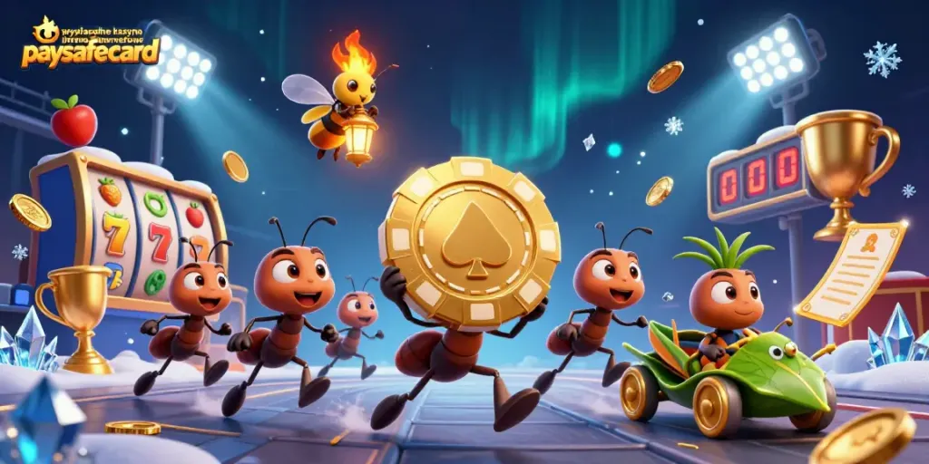 Engage with wypłacalne kasyna internetowe paysafecard in an exciting heist scene featuring animated characters and gambling elements.