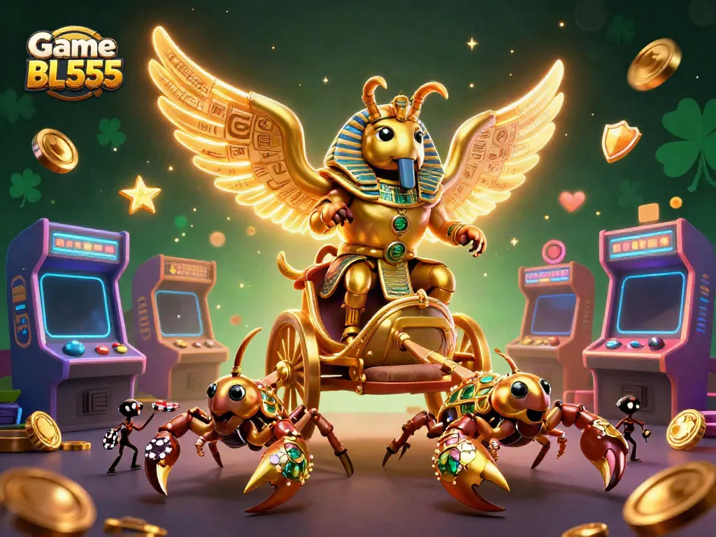 Engage in exhilarating moments with Game BL555 as you experience vibrant casino adventures featuring scorpions and poker chips.