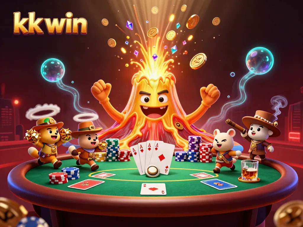 Experience thrilling gameplay with kk win as a golden volcano erupts coins, showcasing the excitement of casino gaming.