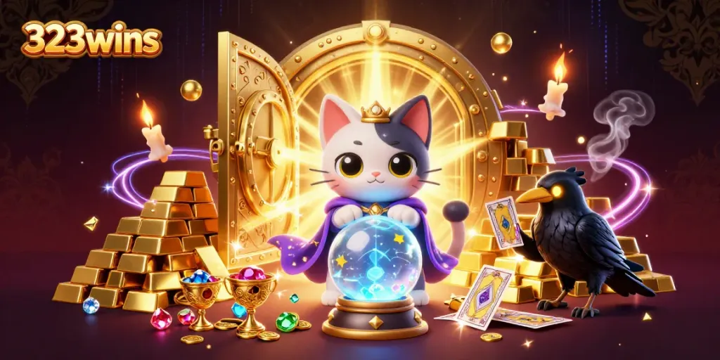 Experience winning strategies at 323wins with vibrant 3D casino illustration showcasing captivating gaming elements.
