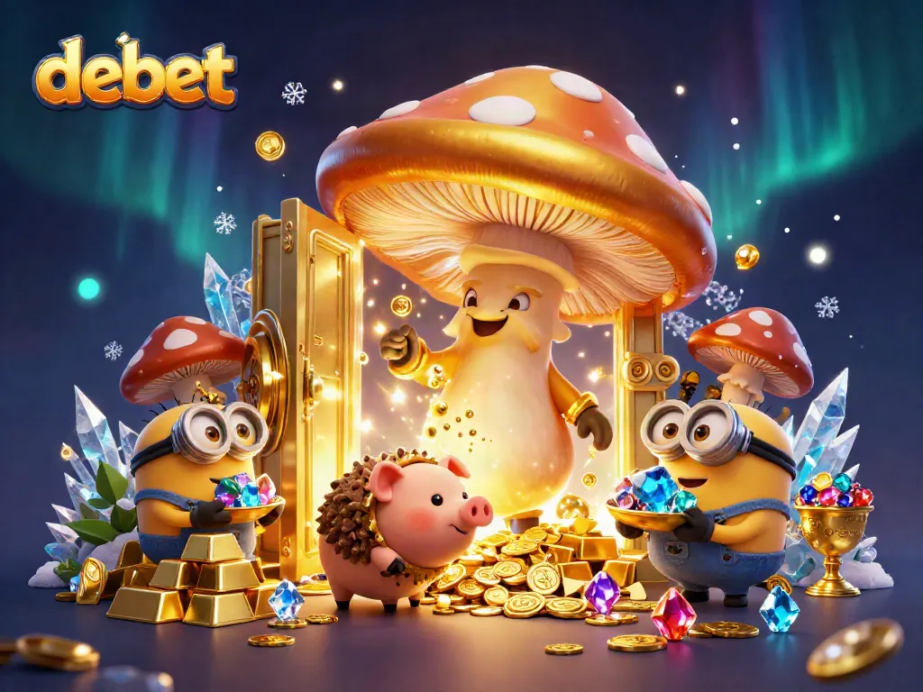 Win big with debet in a vibrant casino scene filled with treasures and magic.