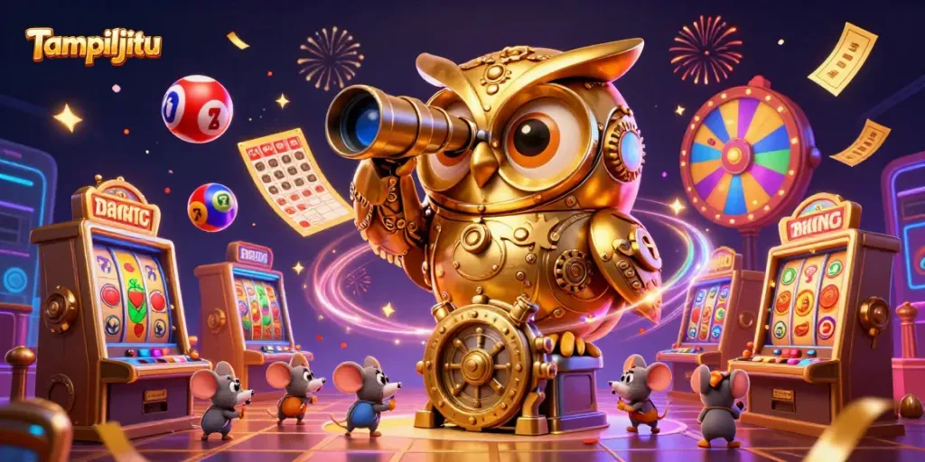 Experience engaging gameplay with Tampiljitu's vibrant slot machines and entertaining characters in an immersive casino scene.