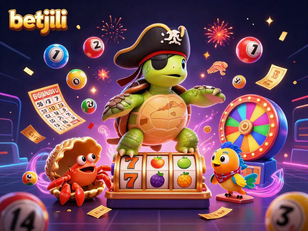 Engage in thrilling gameplay with Betjili's 3D-rich casino scene featuring dynamic slot action and colorful lottery elements.