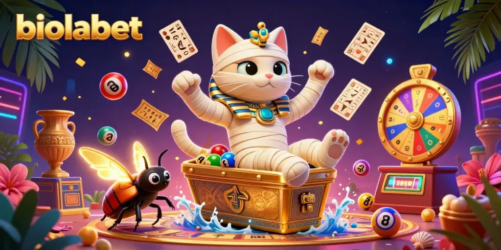 Experience thrilling action with biolabet as the Egyptian mummy cat and scarab beetle bring casino excitement to life.