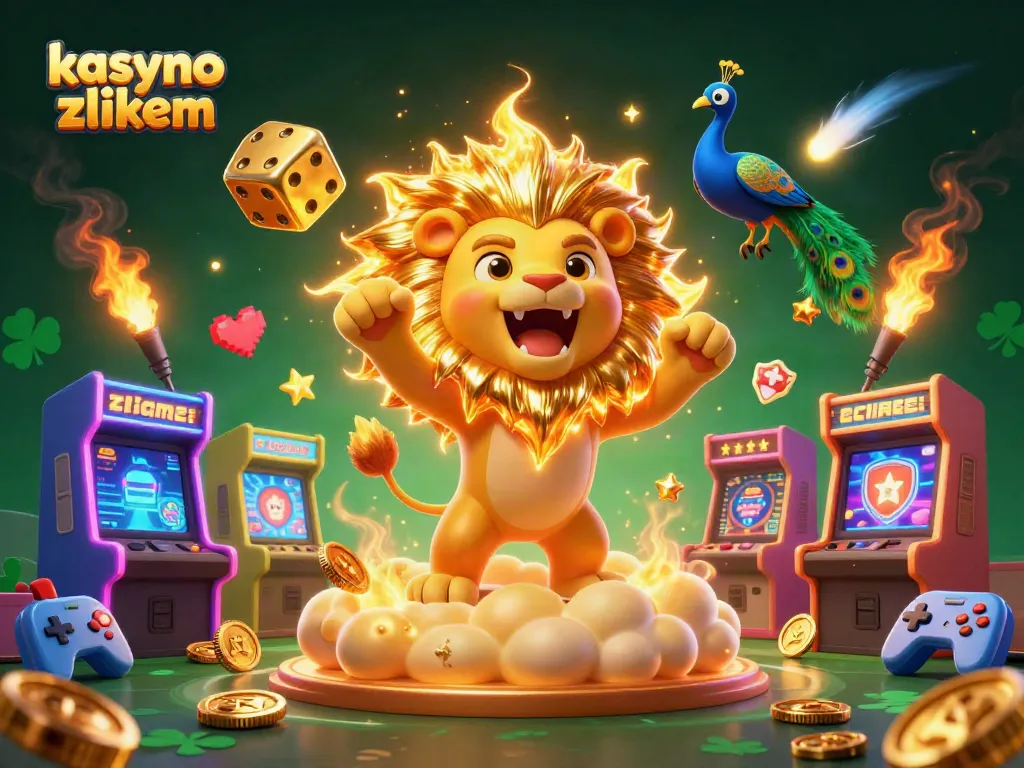 This vibrant scene showcases kasyno z blikiem with a majestic lion and dynamic game elements, inviting players to engage in excitement.