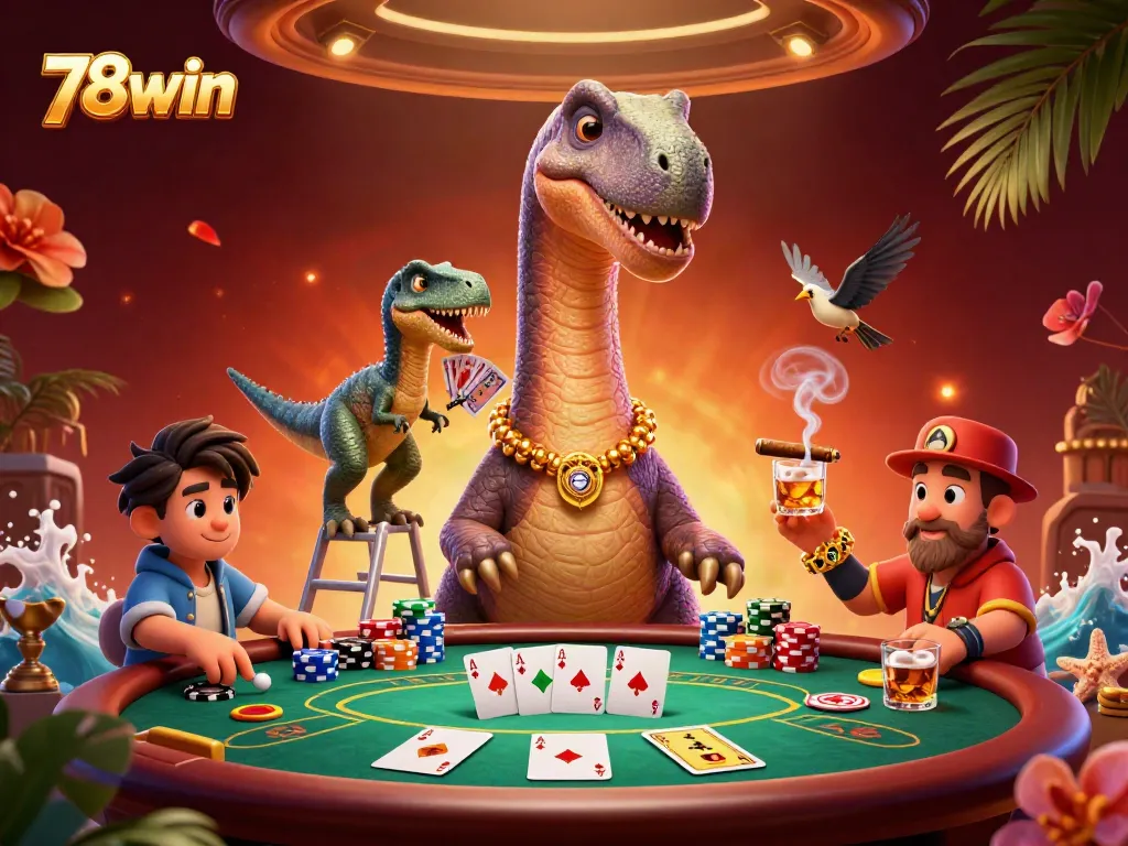 Experience thrilling gameplay at 78win's vibrant casino with colorful chips and card deals.