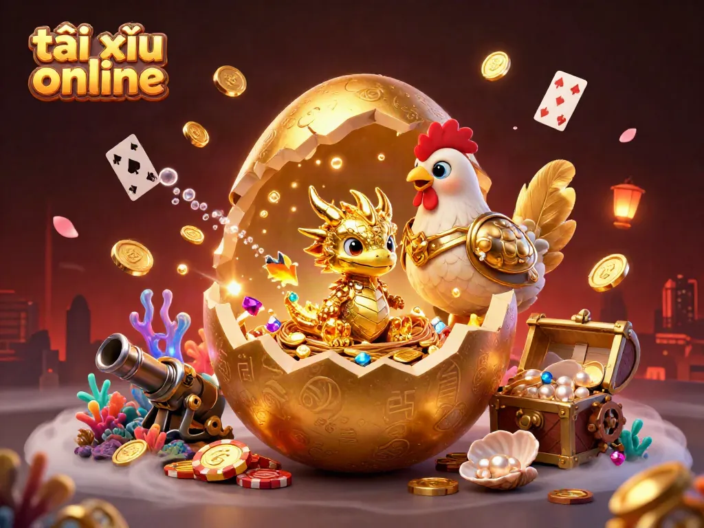 Experience ultimate game thrills with the vibrant tài xỉu online scene featuring gold and poker elements.