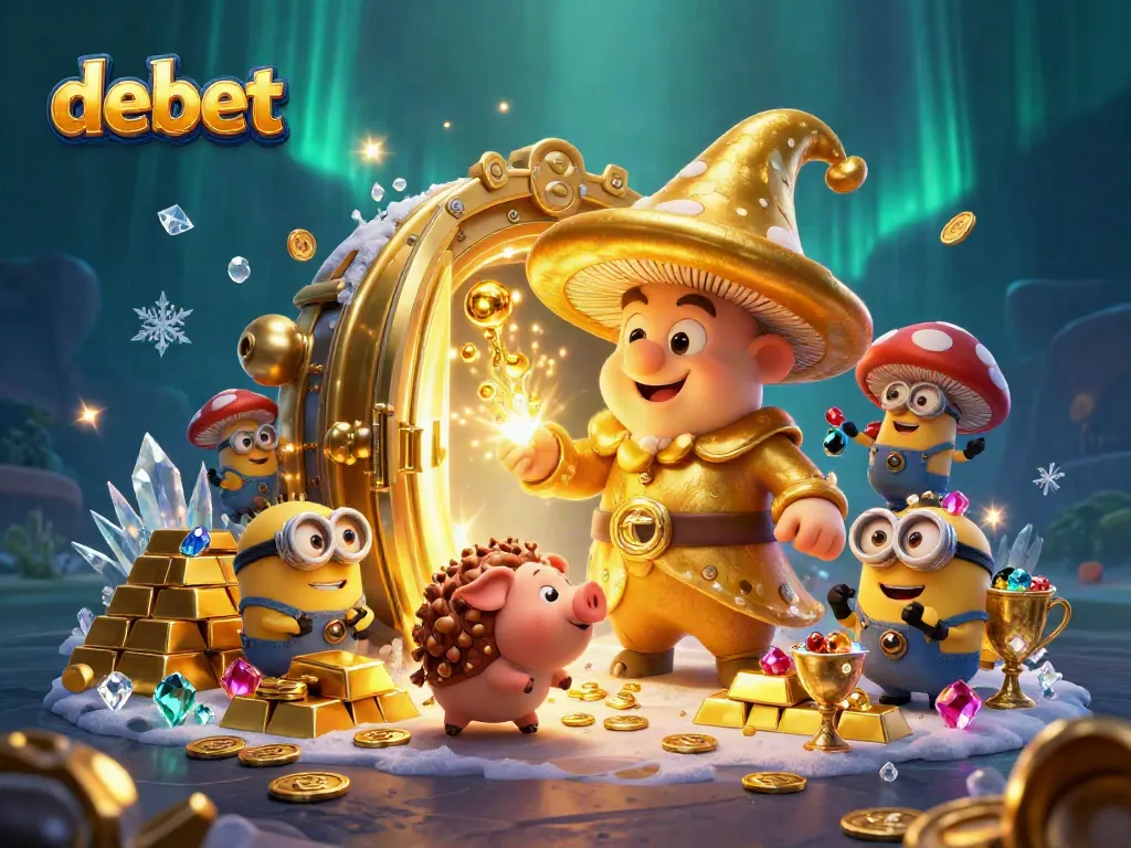 Experience the magic of debet with a golden mushroom wizard spreading wealth and treasures.