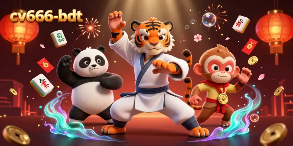Engage with exciting gameplay at cv666-bdt as a kung fu tiger master guides players through vibrant casino elements.
