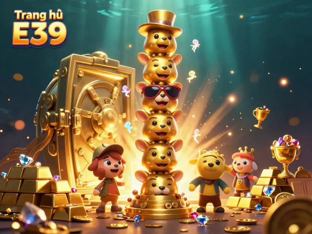 Experience the excitement of Trang chủ E39 with vibrant casino elements and a dazzling golden totem.