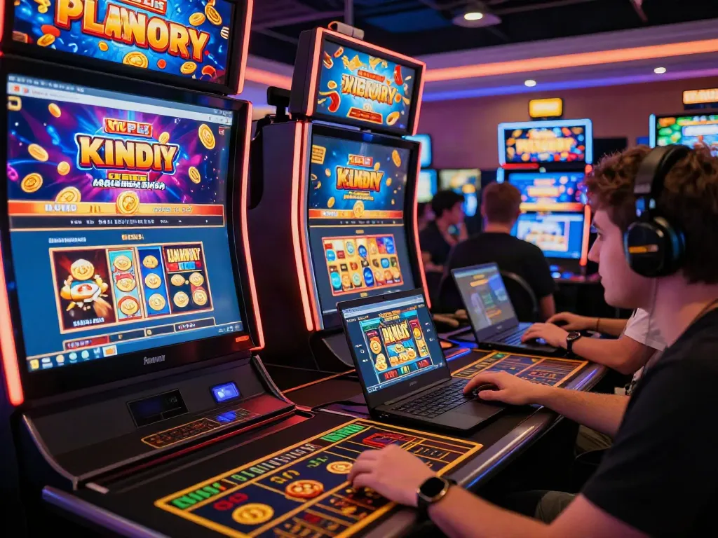 Interactive online gaming scene showcasing lumbung88 slots and players enjoying thrilling experiences