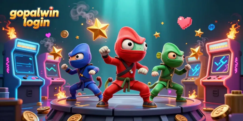Experience thrilling gameplay with gopalwin login, showcasing colorful casino-themed elements and dynamic ninja characters.