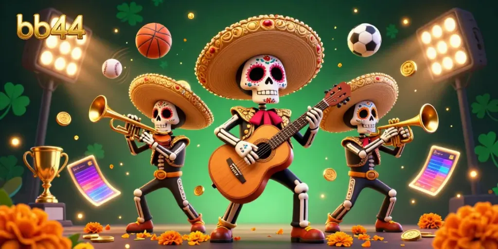 Experience exciting victories with bb44's captivating mariachi scene featuring dynamic sports elements.